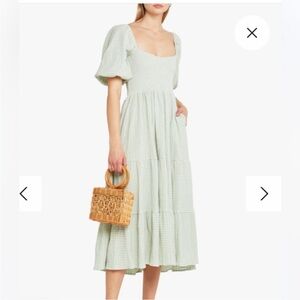 Chic Mint Gingham Midi Dress